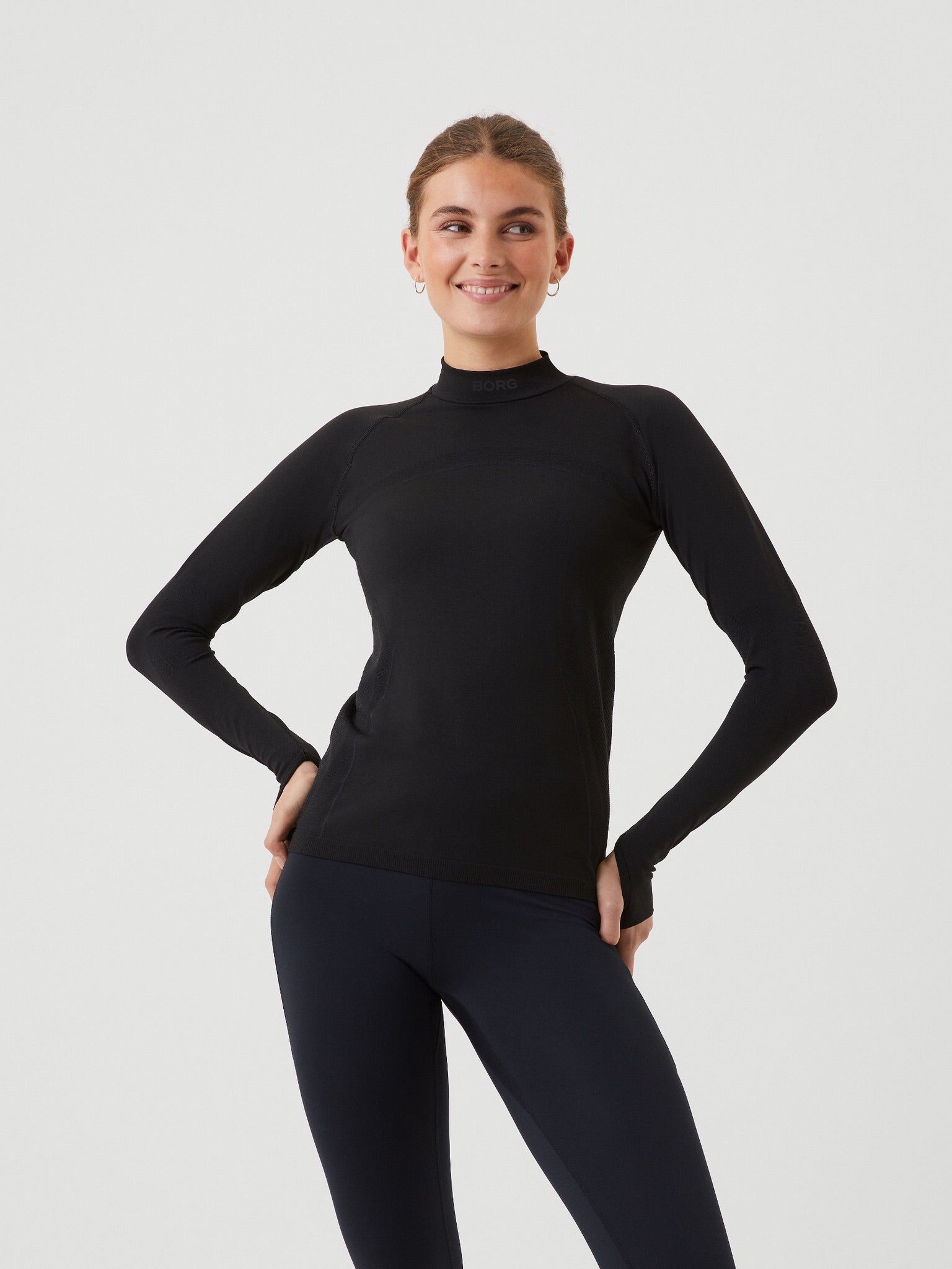 BJÖRN BORG Borg Running Seamless Mock Neck Black Beauty