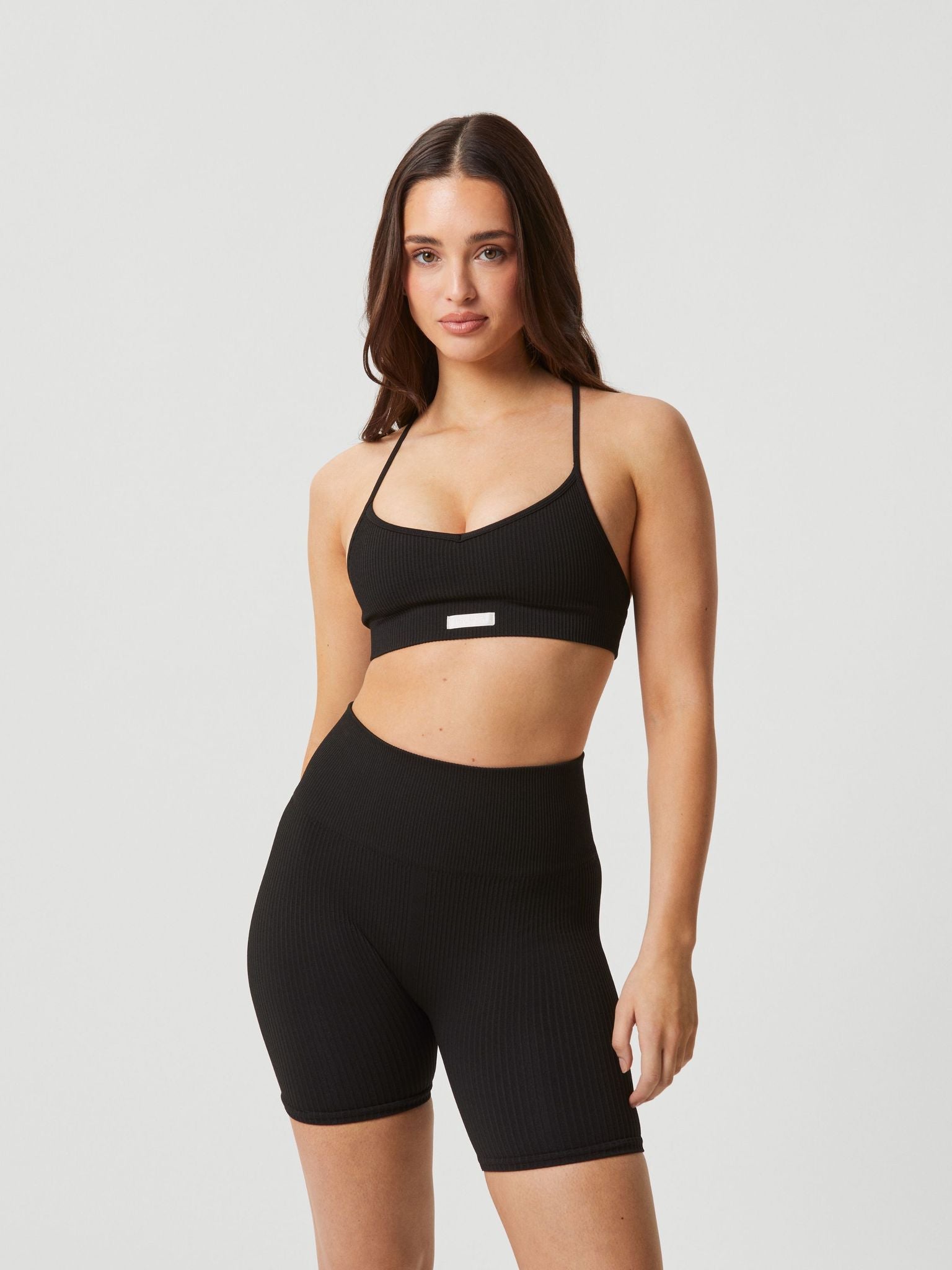 BJÖRN BORG Studio Seamless Ribbed Strap Bra Black Beauty