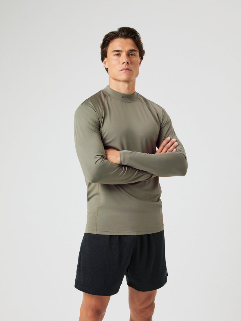 BJÖRN BORG Borg Mock Neck LS T-shirt Dusty Olive