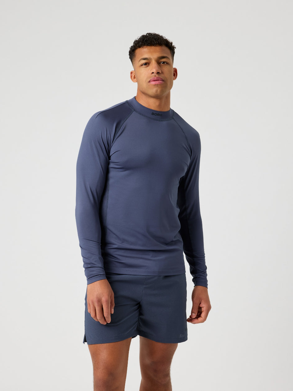 BJÖRN BORG Borg Mock Neck LS T-shirt Odyssey Gray