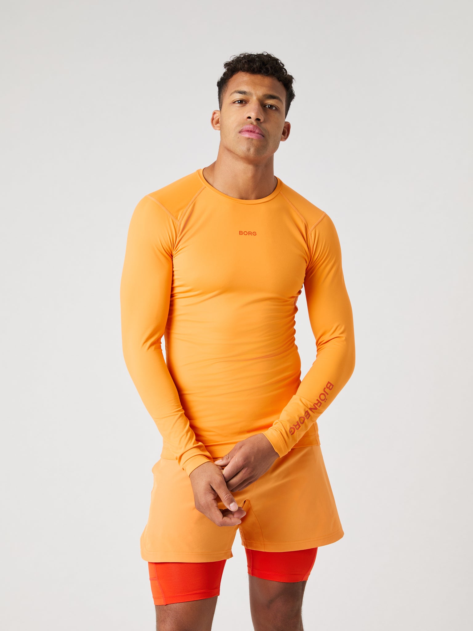 BJÖRN BORG Borg Soft Compression LS T-shirt Sun Orange