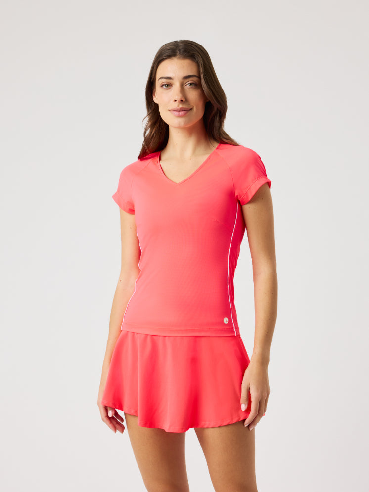 BJÖRN BORG Ace V Neck T-shirt Diva Pink