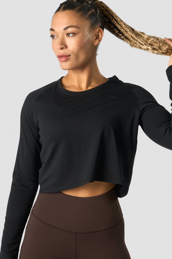 ICIW Stride Cropped Long Sleeve Wmn Black