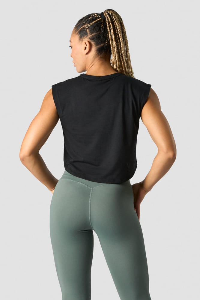 ICIW Stride Cropped Tank Wmn Black