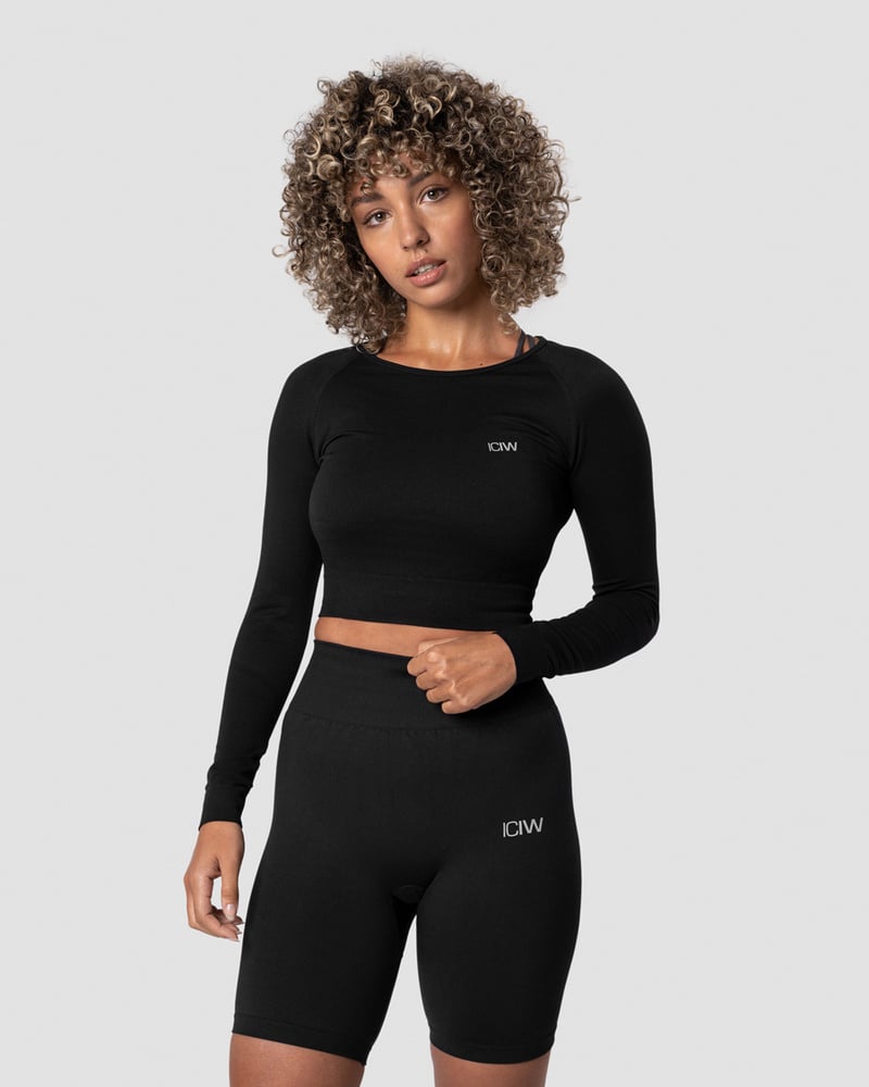 ICIW Define Seamless LS Crop Top Wmn Black
