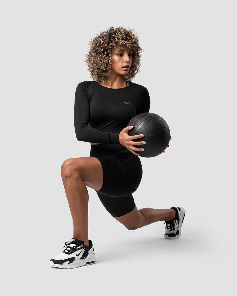 ICIW Define Seamless LS Crop Top Wmn Black