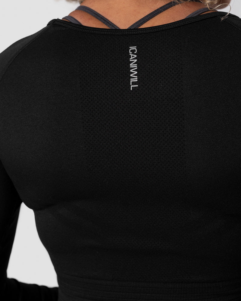 ICIW Define Seamless LS Crop Top Wmn Black