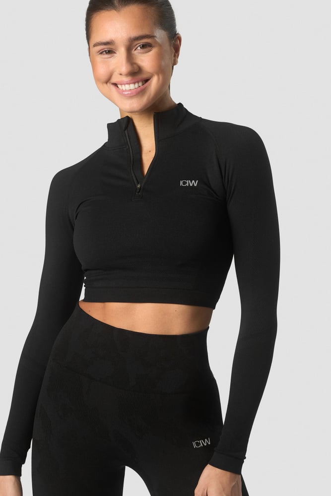 ICIW Define Seamless Cropped 1/4 Zip Black