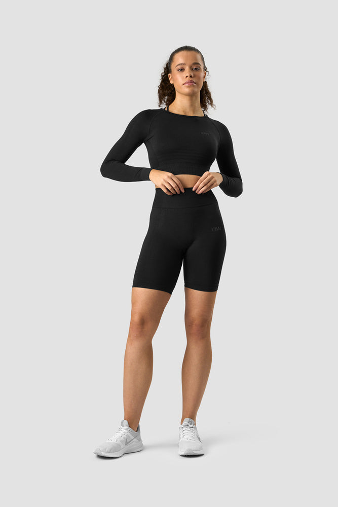 ICIW Define Seamless LS Crop Top Black/Black