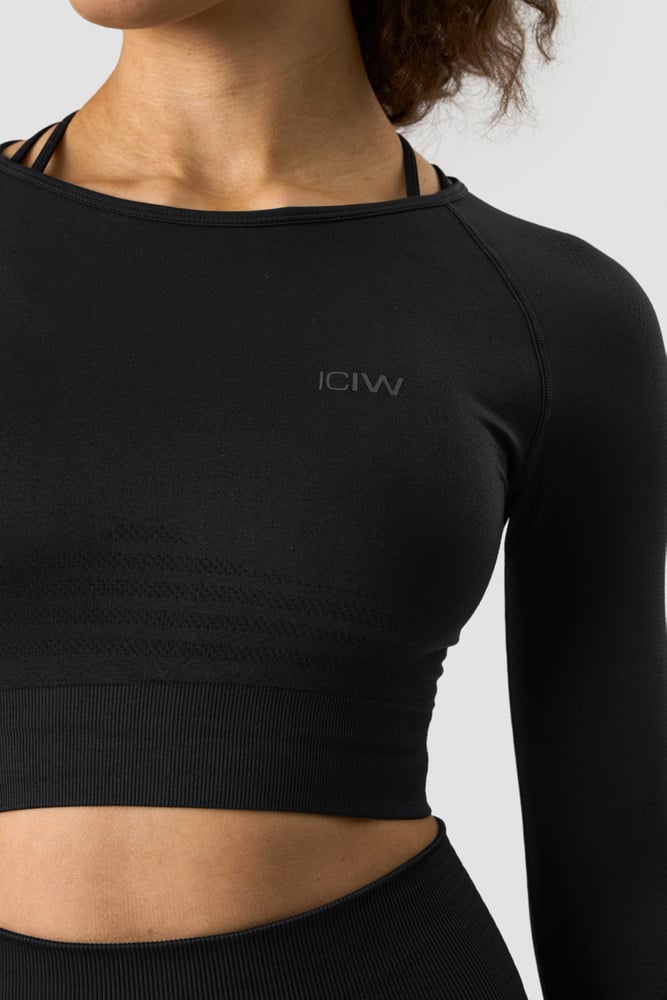 ICIW Define Seamless LS Crop Top Black/Black
