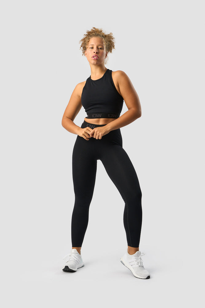 ICIW Define Seamless Logo Cropped Tank Top Black