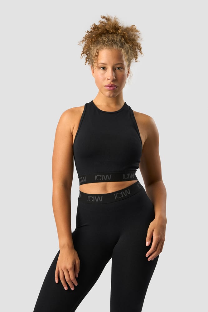 ICIW Define Seamless Logo Cropped Tank Top Black