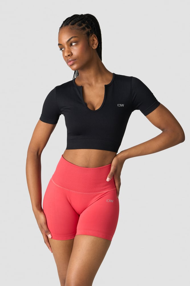 ICIW Ribbed Define Seamless Cropped T-shirt Black
