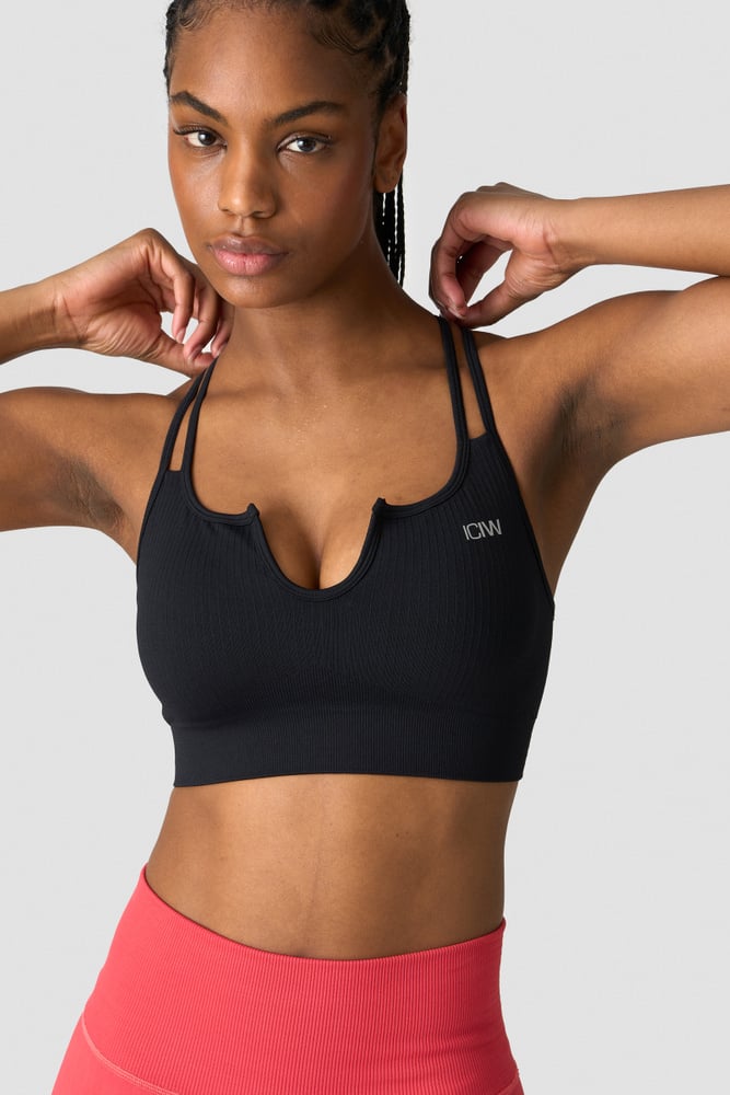 ICIW Ribbed Define Seamless Strappy Bra Black