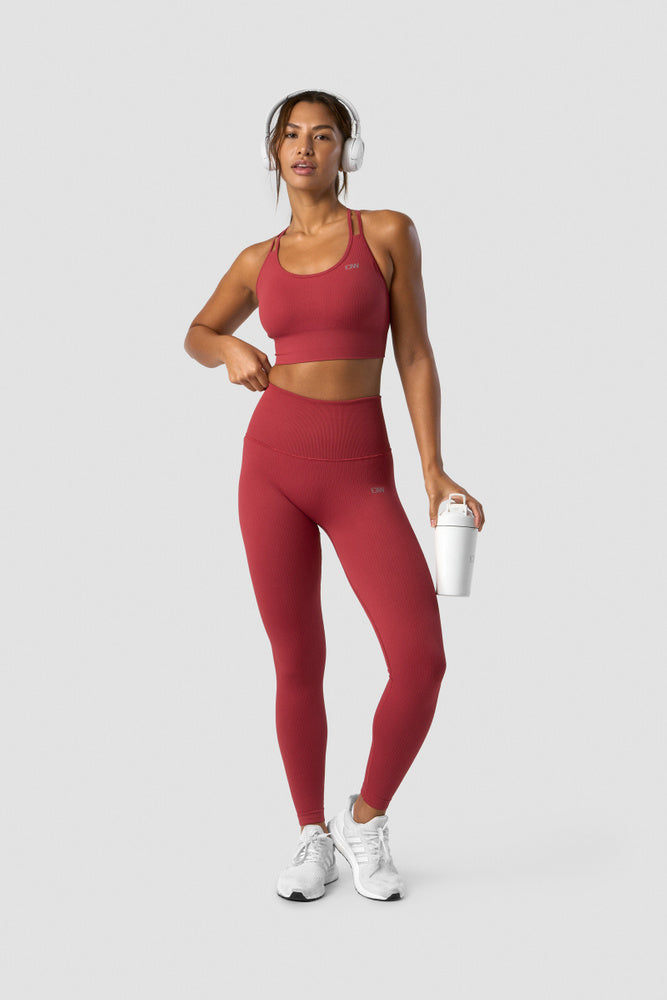 ICIW Ribbed Define Seamless Pocket Tights Autumn Red