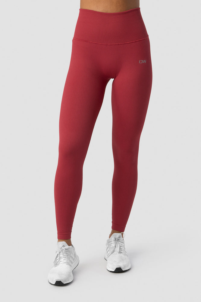 ICIW Ribbed Define Seamless Pocket Tights Autumn Red