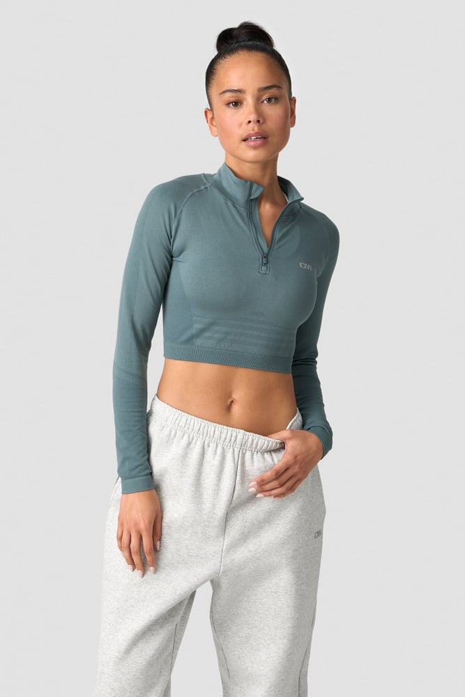 ICIW Define Cropped 1/4 Zip Jungle Green