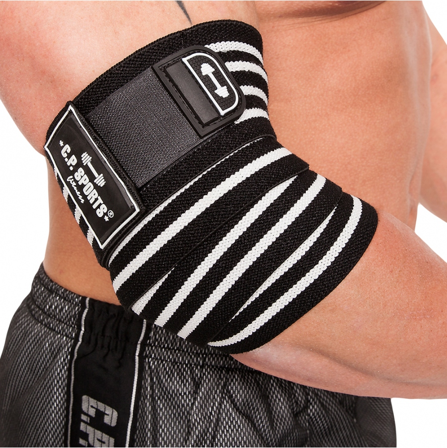 C.P. Sports Elbow Wraps Pro 1,3 m, black/white C.P. Sports
