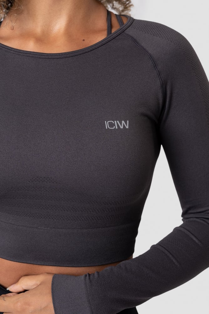 ICIW Define Seamless LS Crop Top Graphite Wmn