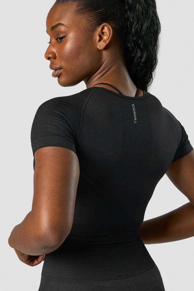 ICIW Define Seamless Cropped T-shirt Black Wmn