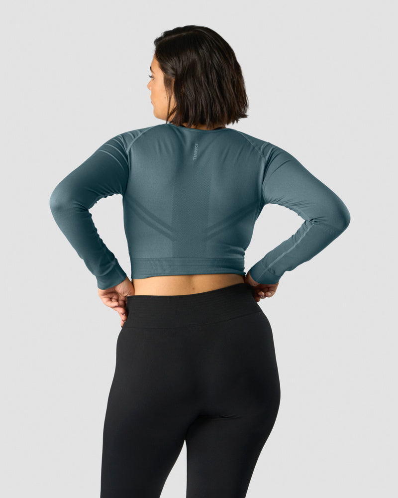 ICIW Define Seamless LS Crop Top Jungle Green Wmn