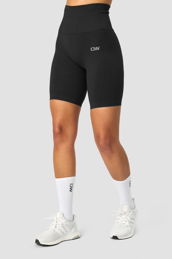 ICIW Ribbed Define Seamless Pocket Biker Shorts Black