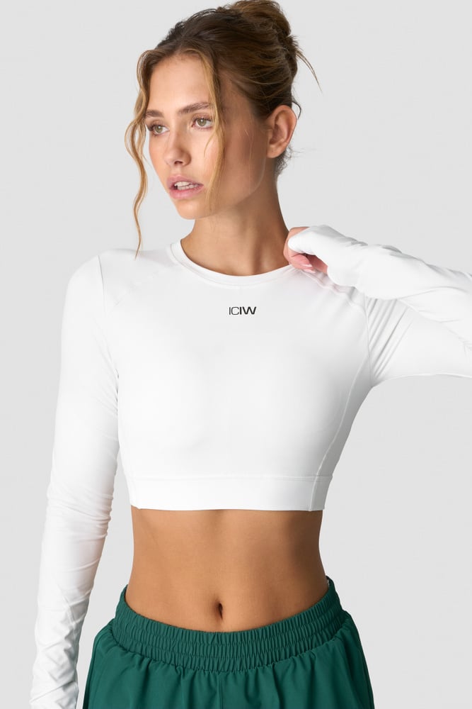 ICIW Contrast Cropped Long Sleeve White