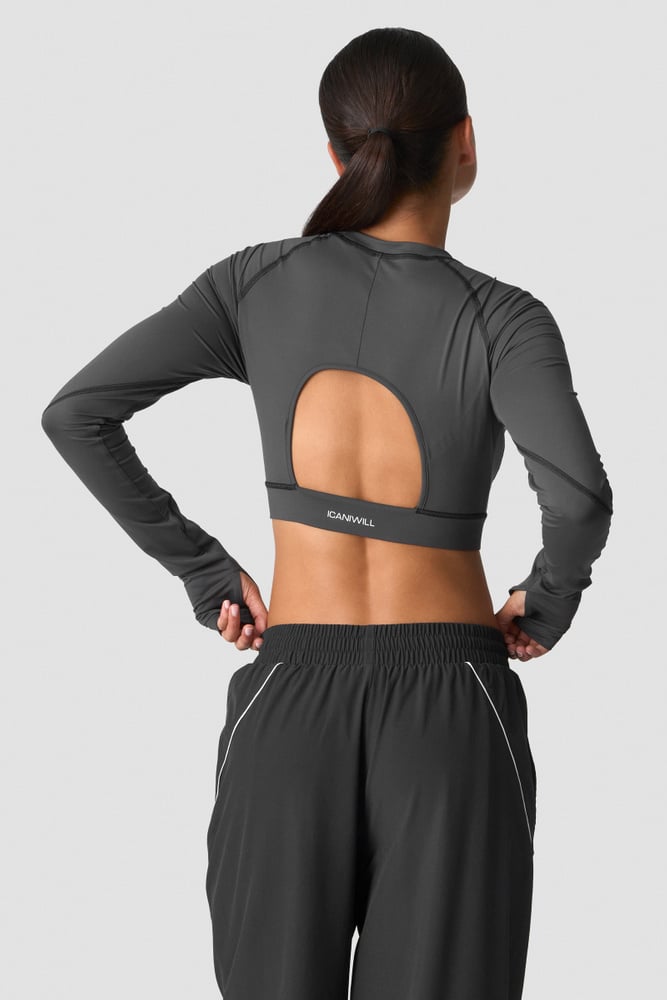 ICIW Contrast Cropped Long Sleeve Dark Grey