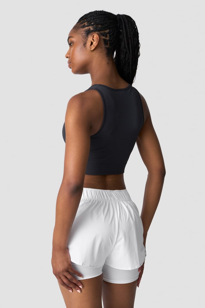 ICIW Ribbed Define Cropped V-neck Tank Dusty Black
