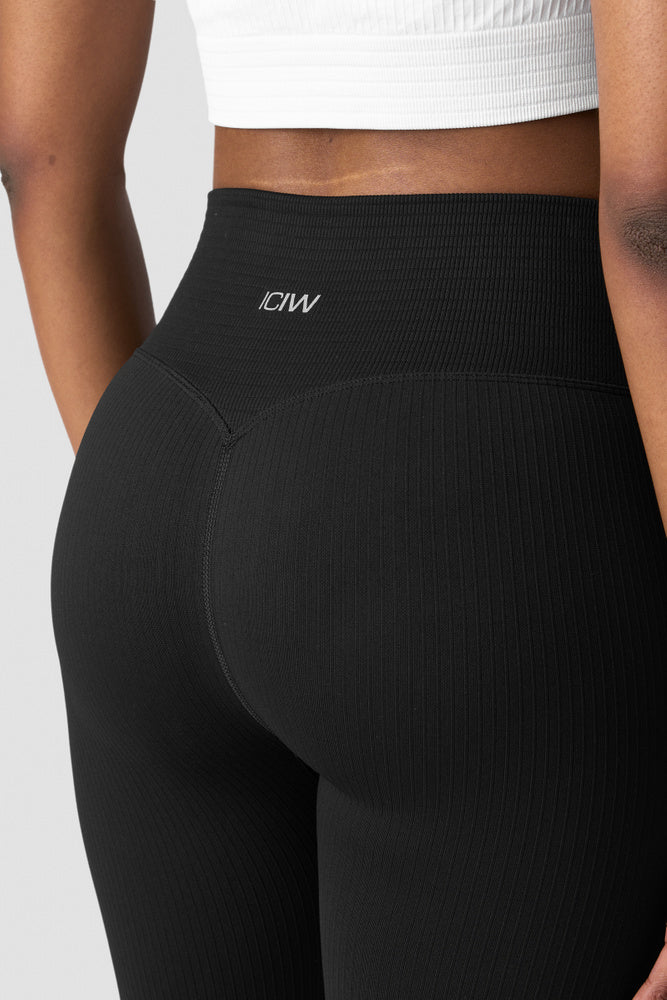 ICIW Ribbed Define Seamless Flared Tights Black