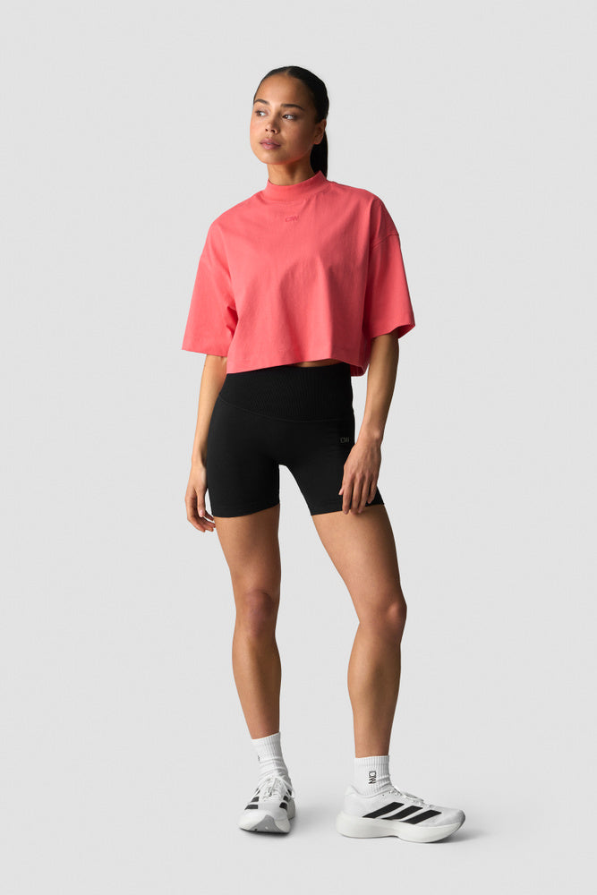 ICIW Everyday Cropped Mock Neck T-shirt Dark Pink Peach