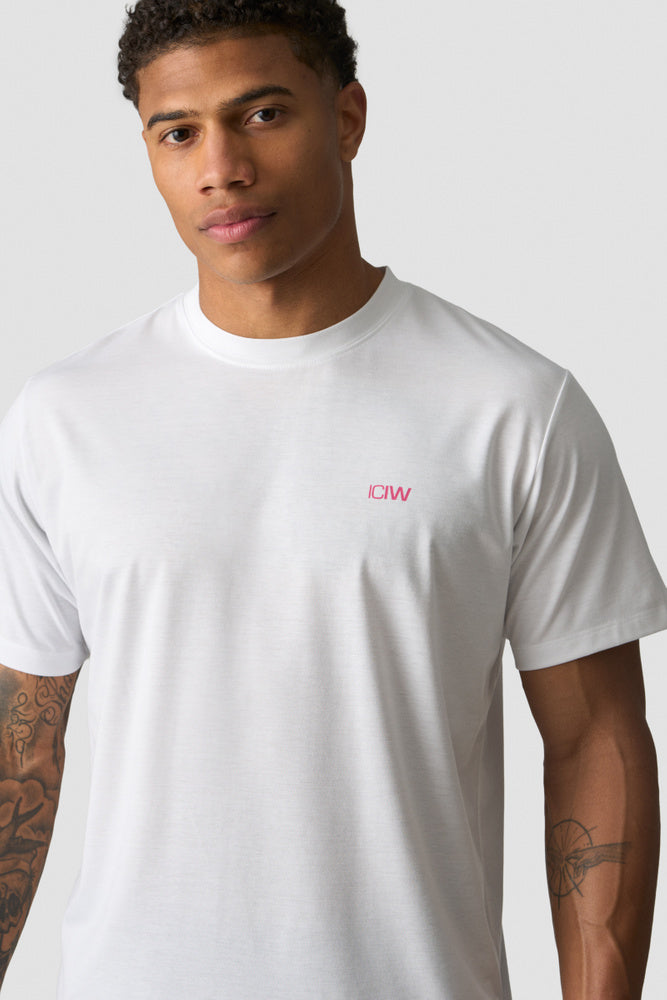 ICIW Essential Dri-Release Printed T-Shirt White