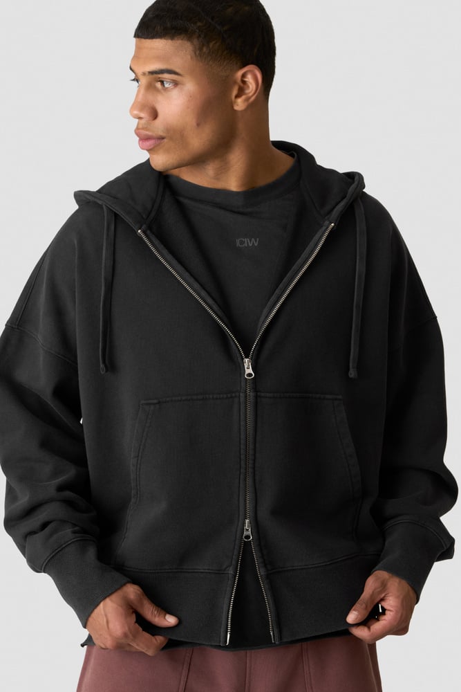 ICIW Stonewashed Zipped Hoodie Black