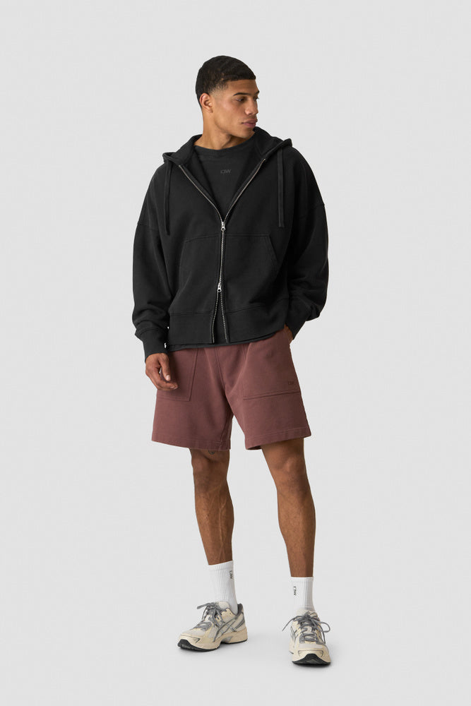 ICIW Stonewashed Zipped Hoodie Black
