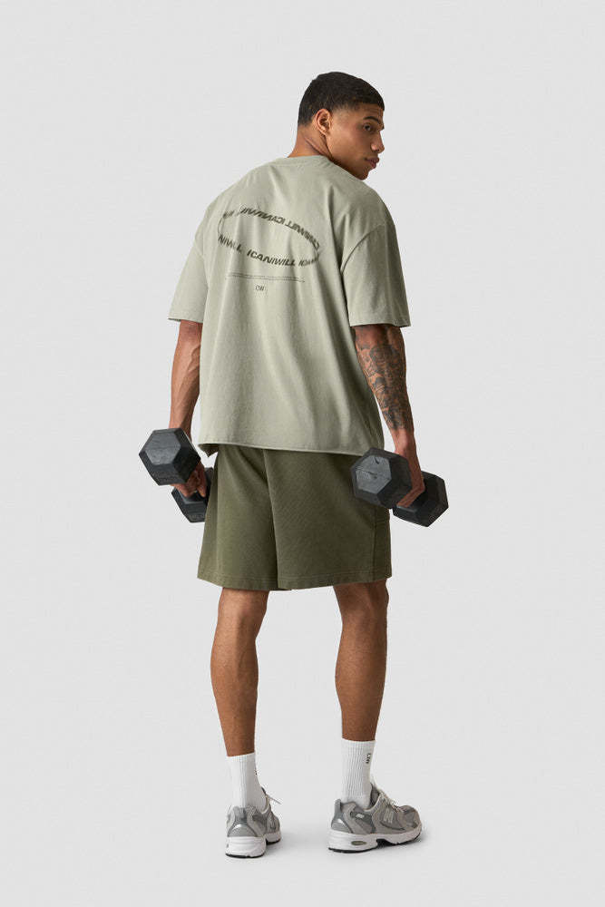 ICIW Stonewashed T-Shirt Print M Light Khaki Green