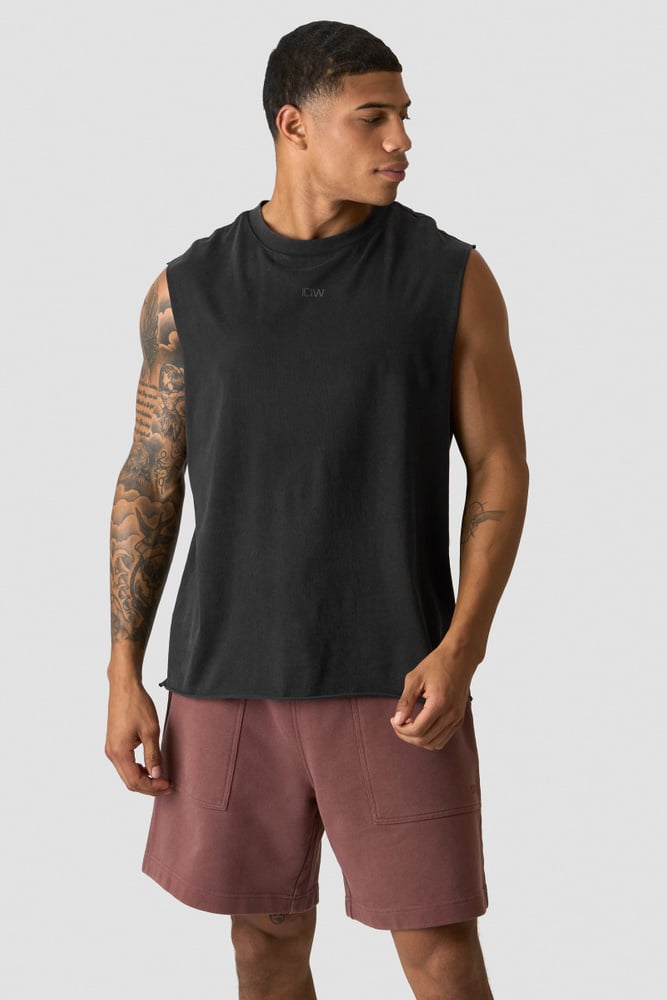 ICIW Stonewashed Tank Print M Black