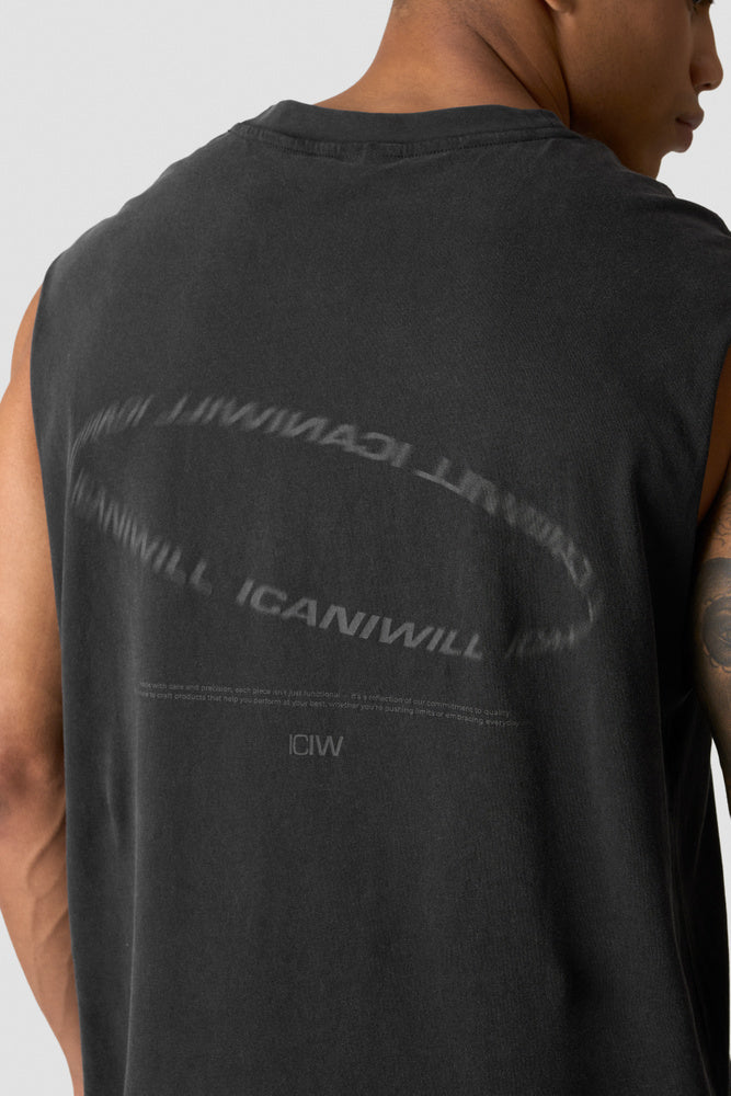 ICIW Stonewashed Tank Print M Black