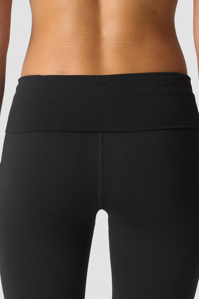 ICIW Essence Seamless Fold Over Flared Pants W Black