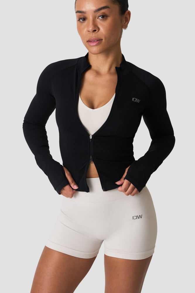 ICIW Sculpt Seamless 2-Way Zip LS Black