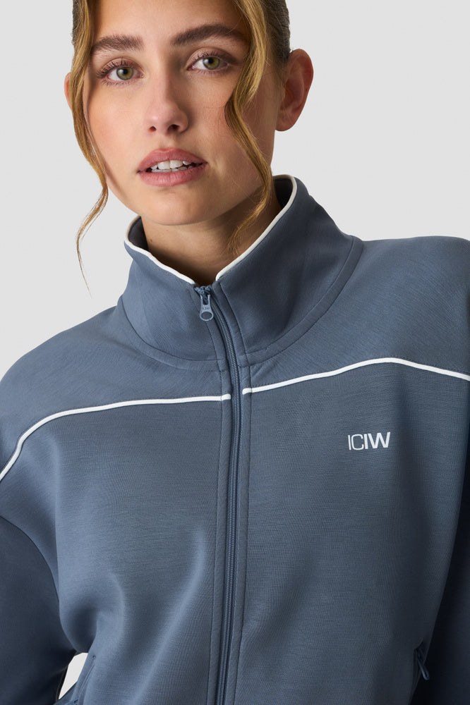 ICIW Contrast Zip Jacket Misty Blue