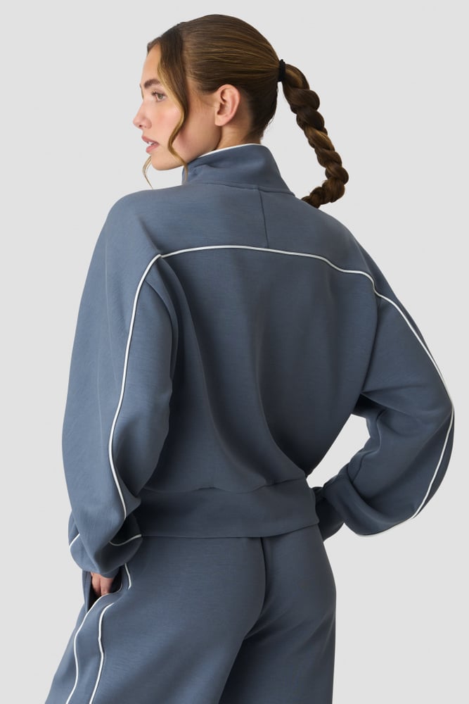 ICIW Contrast Zip Jacket Misty Blue