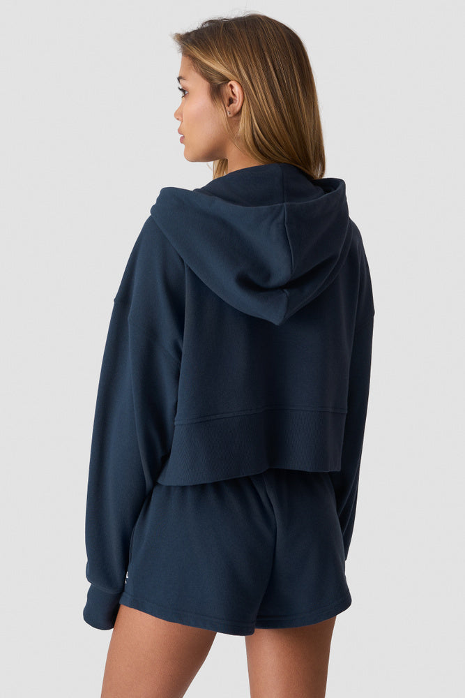 ICIW Everyday Terry Cropped Hoodie Midnight Blue
