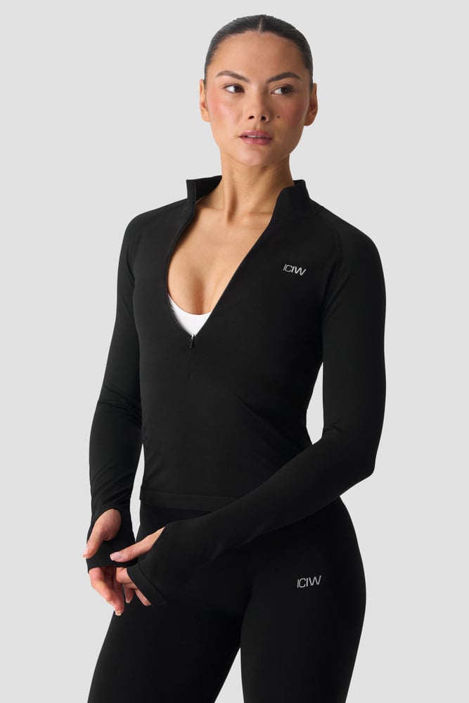 ICIW Smooth Seamless 1/2 Zip LS Black