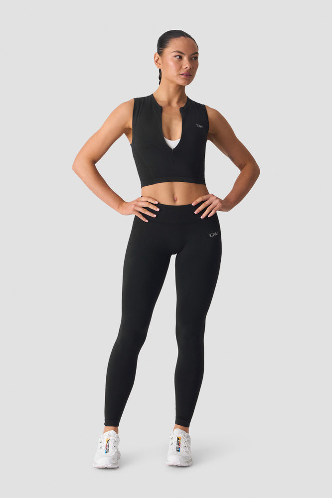 ICIW Smooth Seamless 1/2 Zip Tank Black