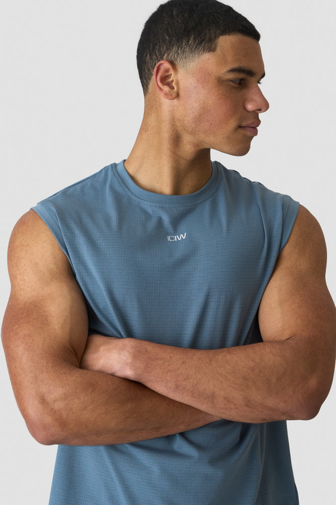 ICIW Stride Sleeveless Tee Dri-Release Washed Blue