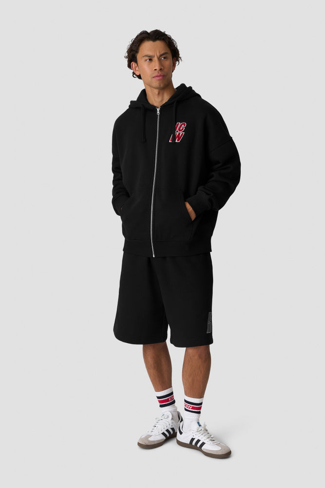 ICIW Everyday Relaxed Zip Hoodie Terry Print Black