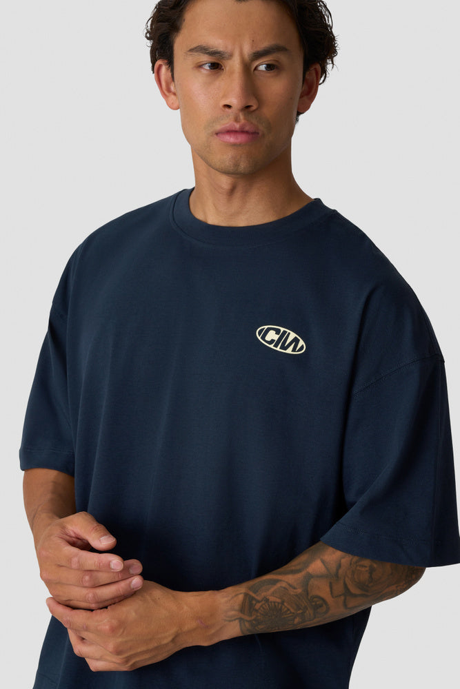 ICIW Everyday Boxy Tee Print Midnight Blue
