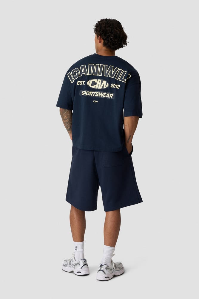 ICIW Everyday Boxy Tee Print Midnight Blue