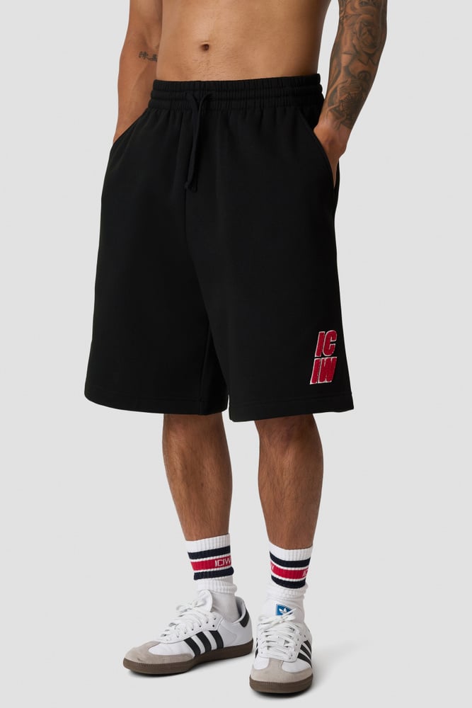 ICIW Everyday Relaxed Sweat Shorts Terry Print Black