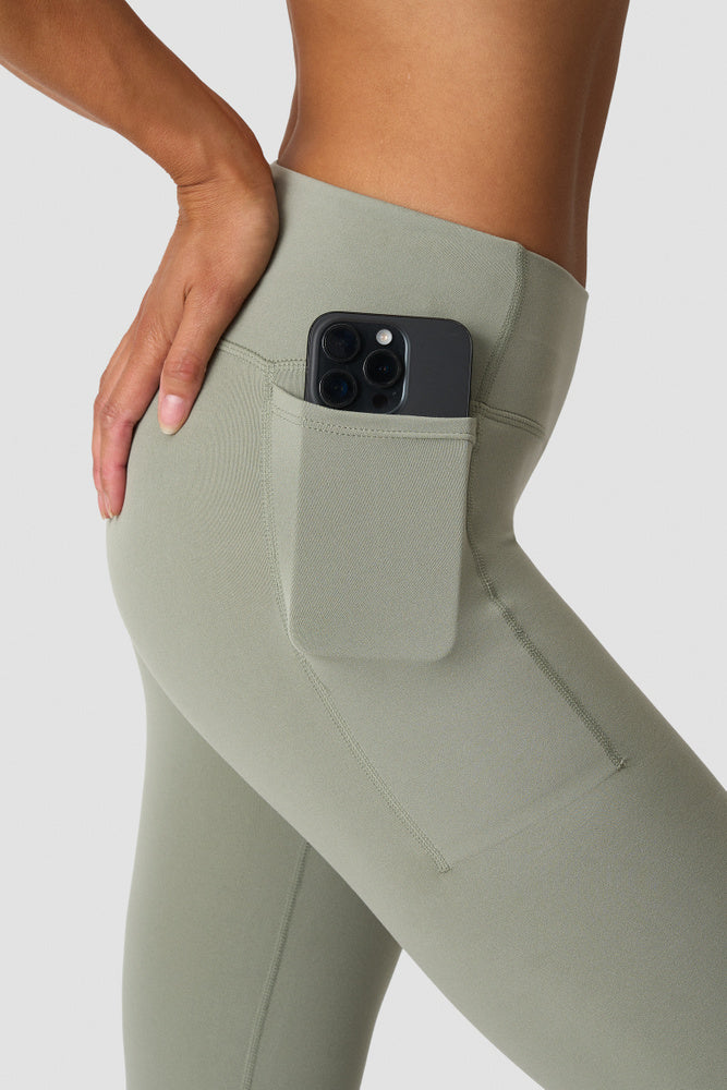 ICIW Luxe Mid Rise Flare Tights Dusty Sage Green